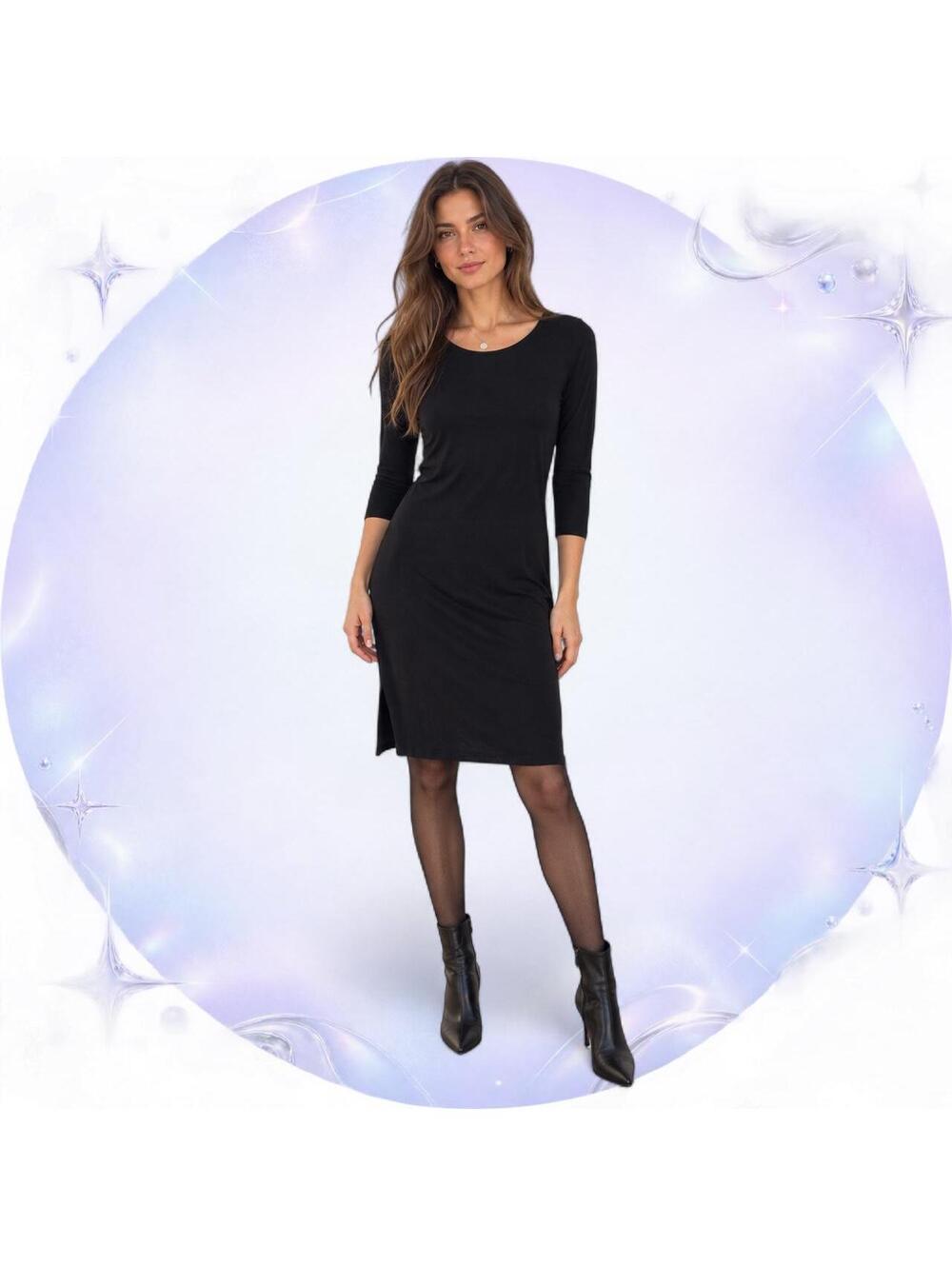 Soprano Black 3/4 Sleeve Bodycon Midi Dress